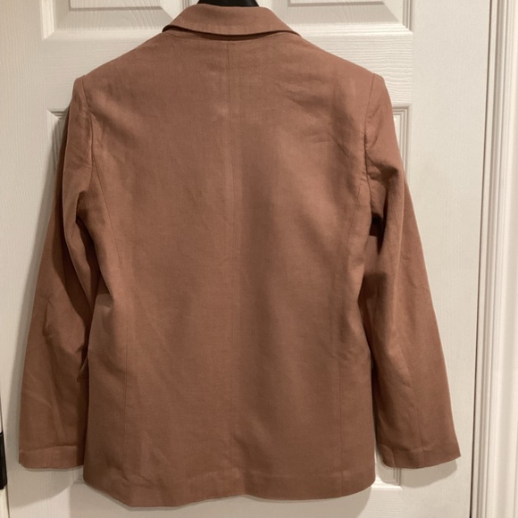 Abercrombie & Fitch Ladies Camel Linen-Blend Single-Breasted Blazer, Size S - Picture 3 of 10